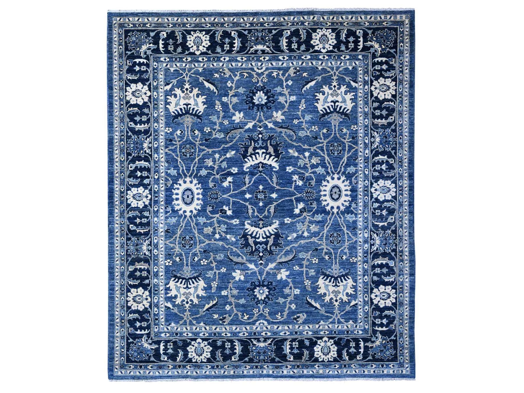 Mahal Oushak / Peshawar hand-knotted wool rug in Blue, 8'1" x 9'8", SKU O088846