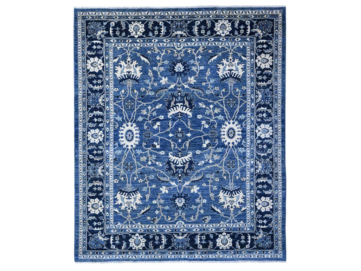 Mahal Oushak / Peshawar hand-knotted wool rug in Blue, 8'1" x 9'8", SKU O088846