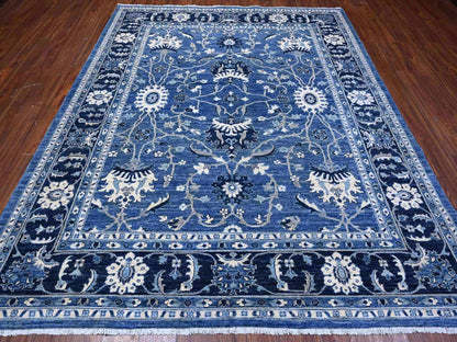 Mahal Oushak / Peshawar hand-knotted wool rug in Blue, 8'1" x 9'8", SKU O088846