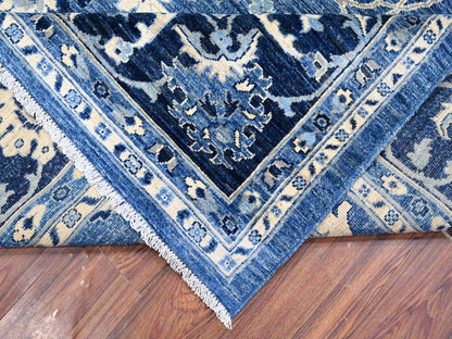 Mahal Oushak / Peshawar hand-knotted wool rug in Blue, 8'1" x 9'8", SKU O088846