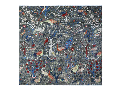 Grey 7'9" x 8'0" Oushak And Peshawar Hand knotted Wool Rug - Sku: O088867