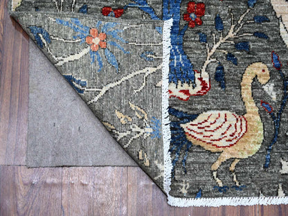 Grey 7'9" x 8'0" Oushak And Peshawar Hand knotted Wool Rug - Sku: O088867