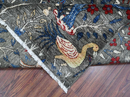 Peshawar hand-knotted wool rug in Gray, 7'9" x 8'0", SKU O088867