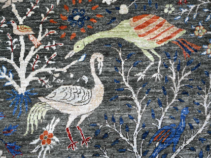 Grey 7'9" x 8'0" Oushak And Peshawar Hand knotted Wool Rug - Sku: O088867