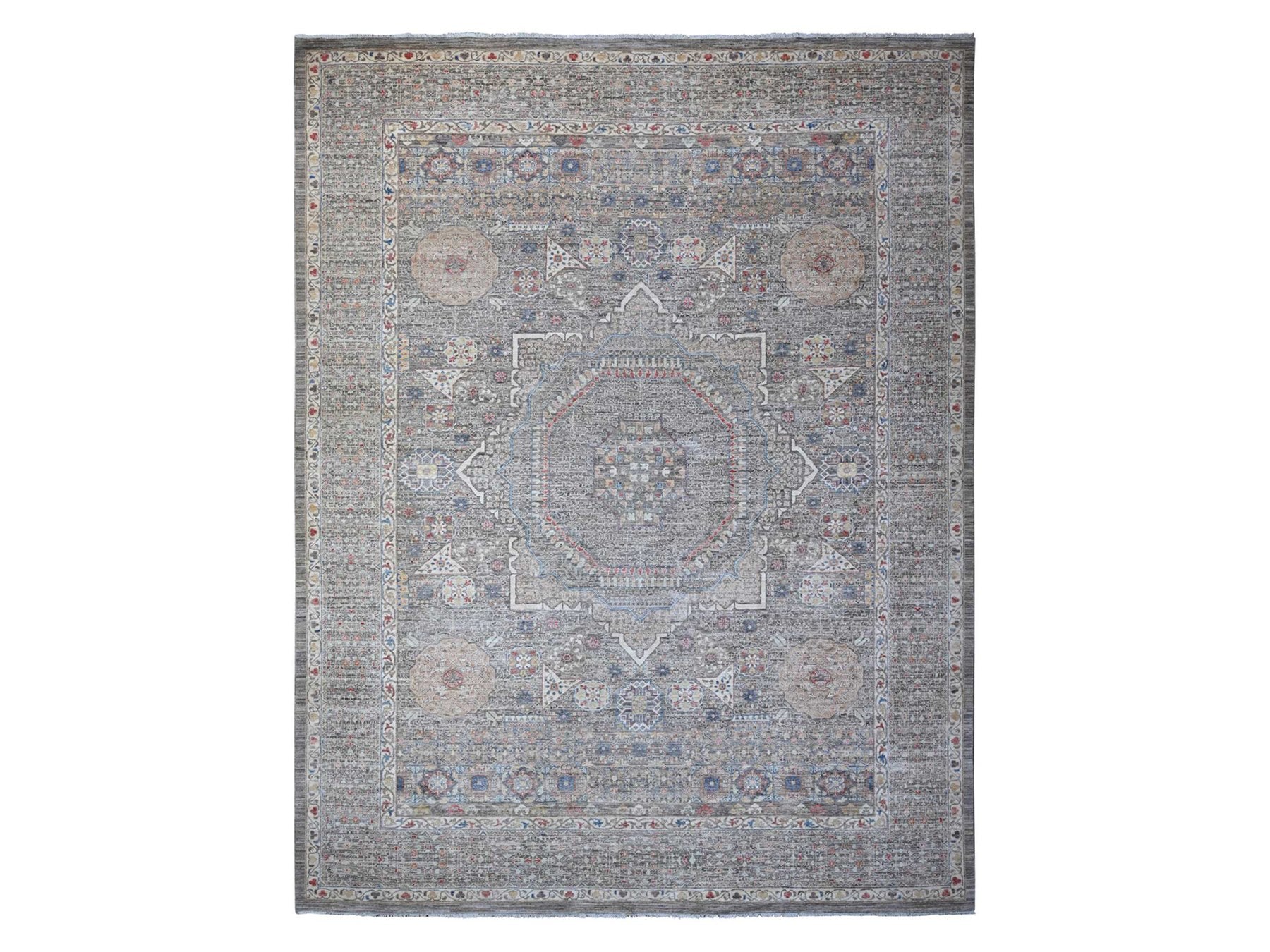 Mamluk Traditional hand-knotted wool rug in Gray, 12'3" x 15'5", SKU O088870