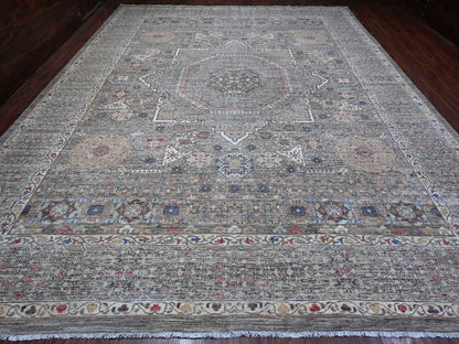 Grey 12'3" x 15'5" Traditional Hand knotted Wool Rug - Sku: O088870
