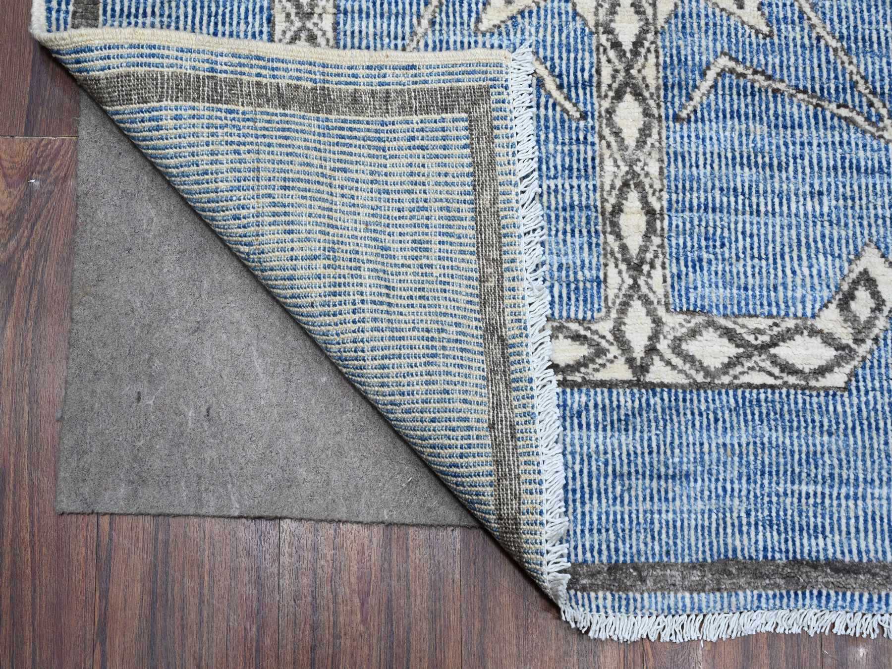 Peshawar hand-knotted wool rug in Blue, 8'0" x 9'8", SKU O088871