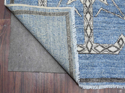 Peshawar hand-knotted wool rug in Blue, 8'0" x 9'8", SKU O088871
