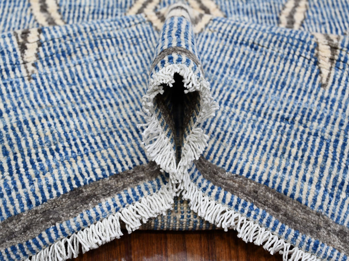 Peshawar hand-knotted wool rug in Blue, 8'0" x 9'8", SKU O088871