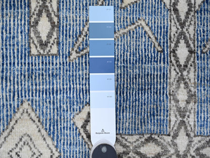 Peshawar hand-knotted wool rug in Blue, 8'0" x 9'8", SKU O088871