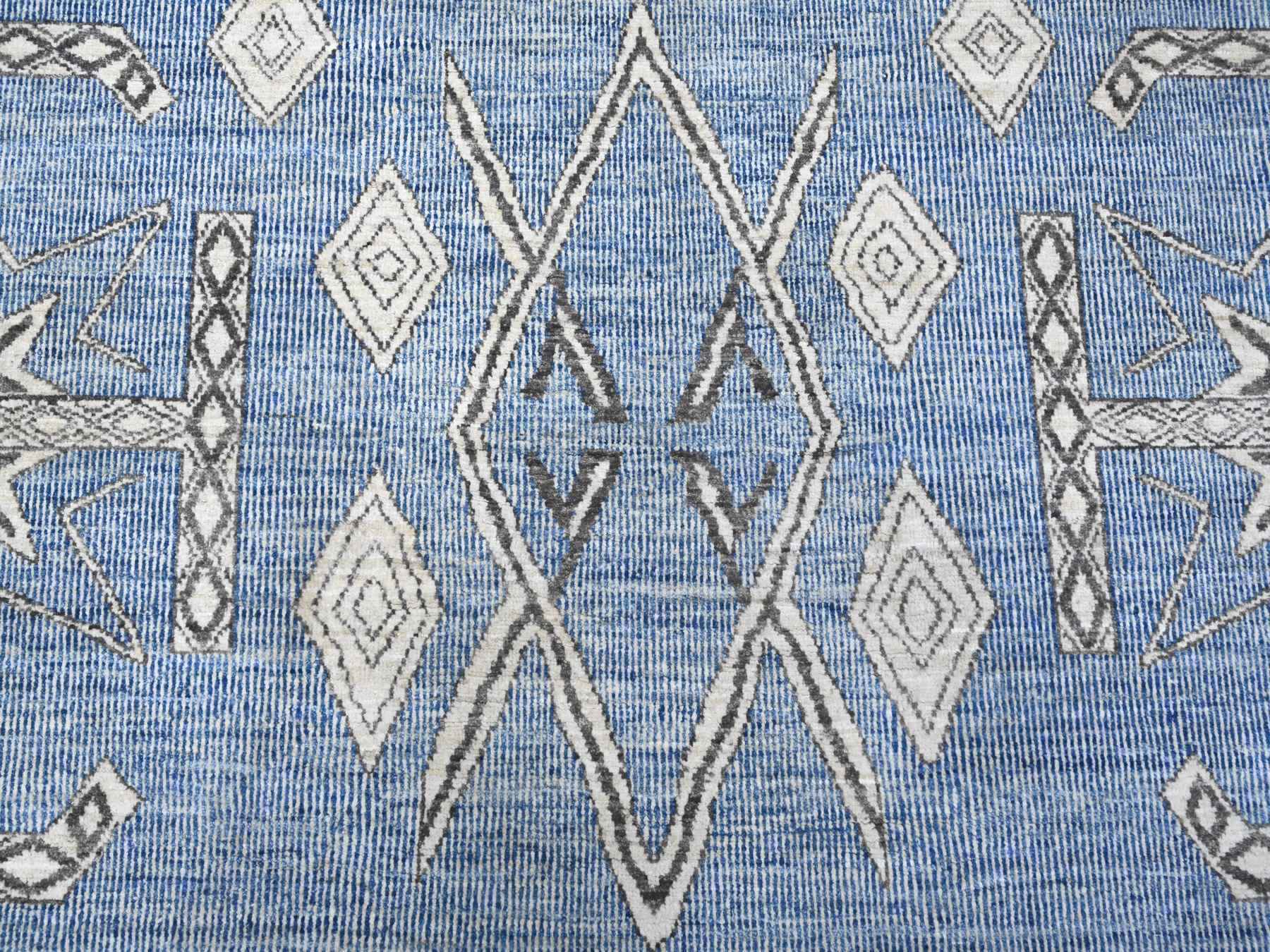 Peshawar hand-knotted wool rug in Blue, 8'0" x 9'8", SKU O088871