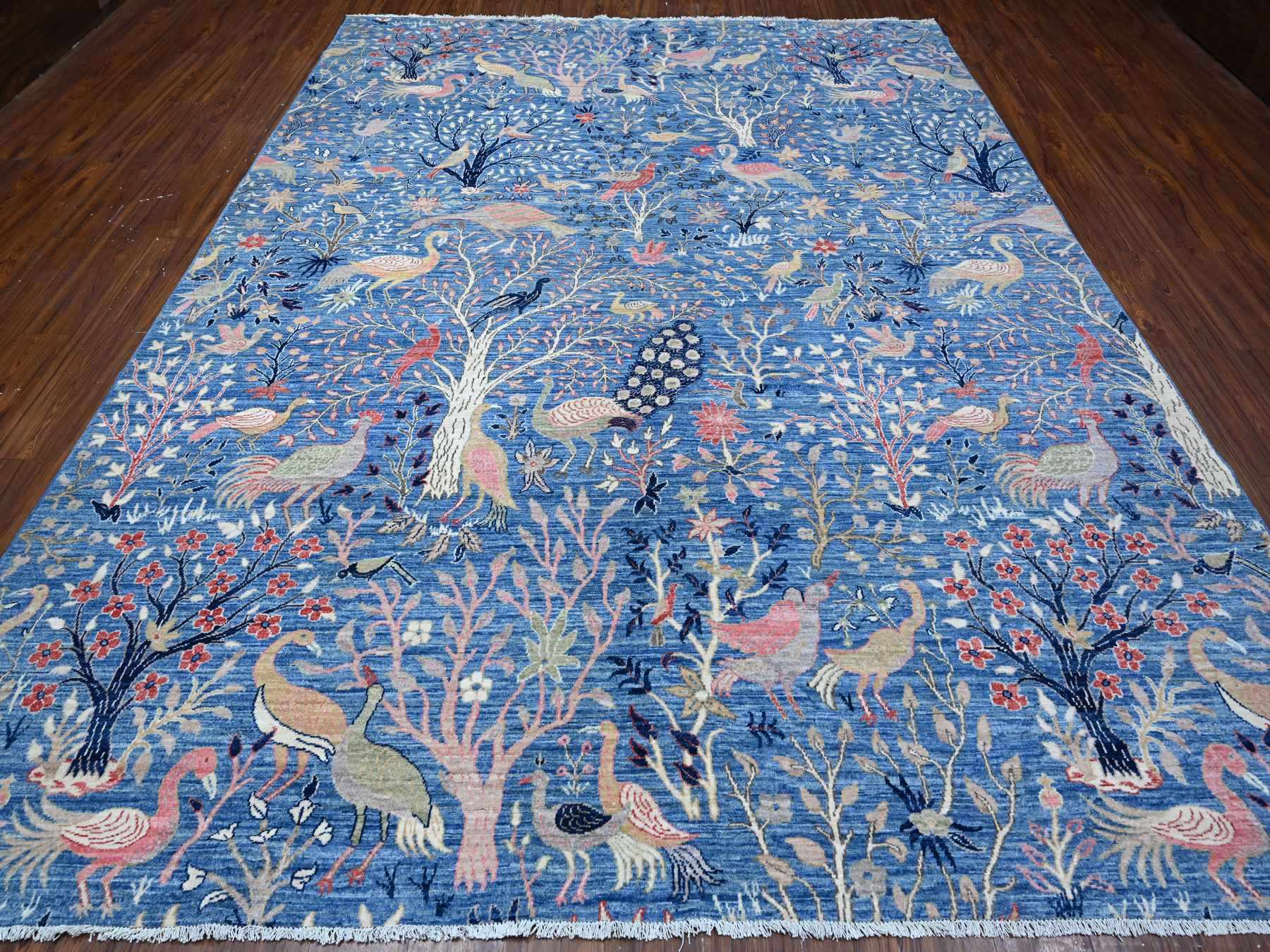 Peshawar hand-knotted wool rug in Blue, 9'0" x 11'10", SKU O088878
