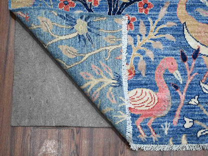 Blue 9'0" x 11'10" Oushak And Peshawar Hand knotted Wool Rug - Sku: O088878