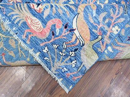 Blue 9'0" x 11'10" Oushak And Peshawar Hand knotted Wool Rug - Sku: O088878