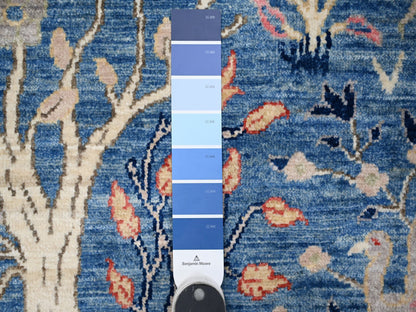 Blue 9'0" x 11'10" Oushak And Peshawar Hand knotted Wool Rug - Sku: O088878
