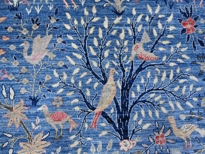 Blue 9'0" x 11'10" Oushak And Peshawar Hand knotted Wool Rug - Sku: O088878