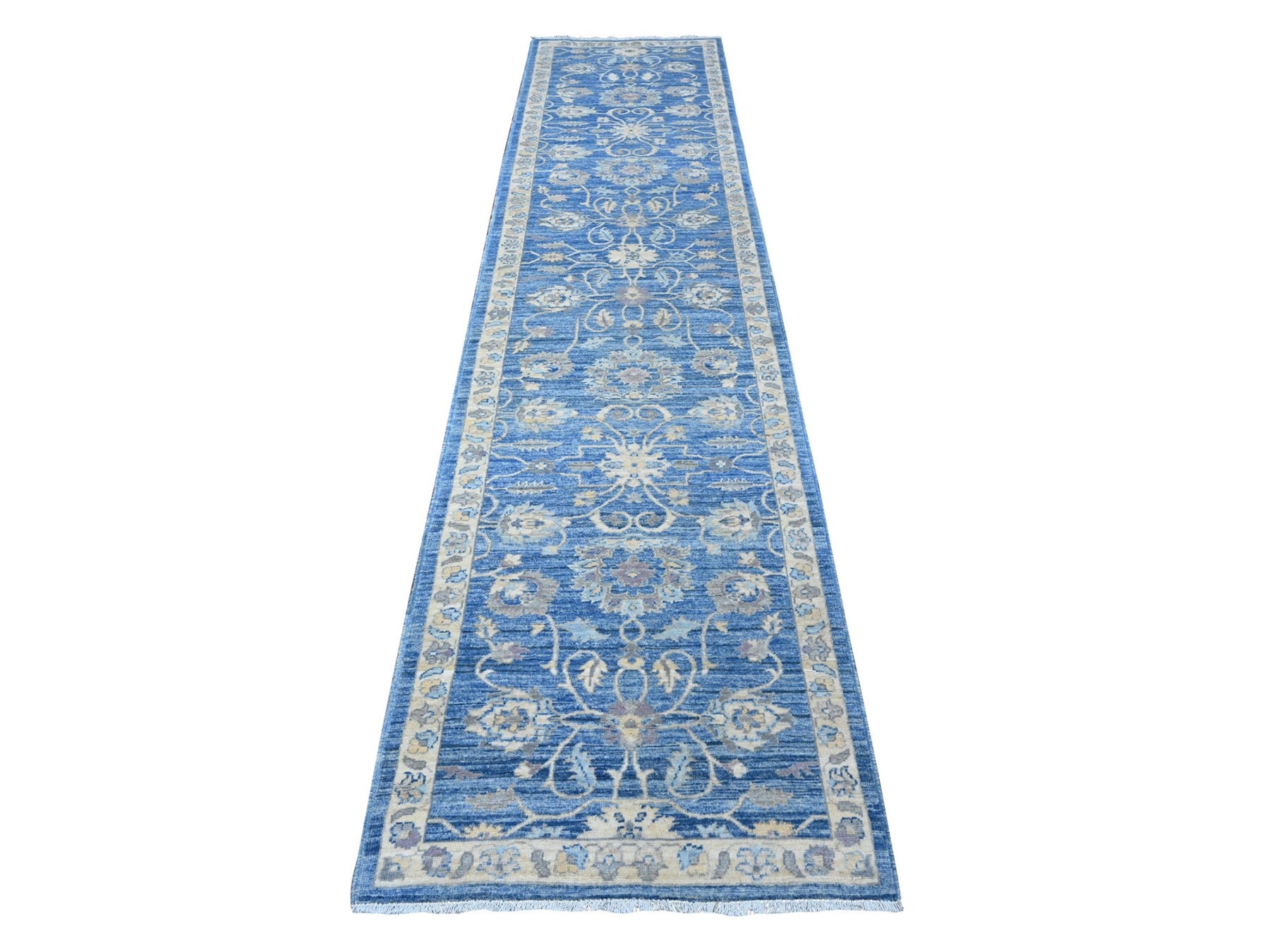 Peshawar hand-knotted wool runner in Blue, 2'7" x 11'8", SKU O088884