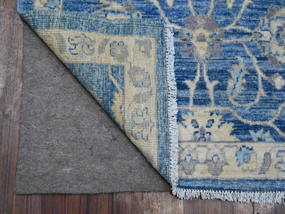 Blue 2'7" x 11'8" Oushak And Peshawar Hand knotted Wool Rug - Sku: O088884