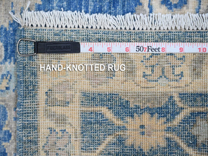 Blue 2'7" x 11'8" Oushak And Peshawar Hand knotted Wool Rug - Sku: O088884