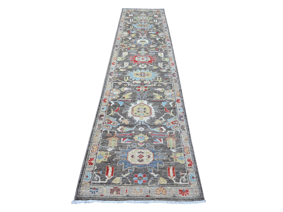 Traditional hand-knotted wool runner in Black, 2'10" x 12'5", SKU O088887