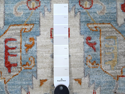 Ivory 2'6" x 12'4" Tribal Hand knotted Wool Rug - Sku: O088889
