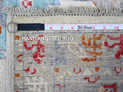 Ivory 2'6" x 12'4" Tribal Hand knotted Wool Rug - Sku: O088889
