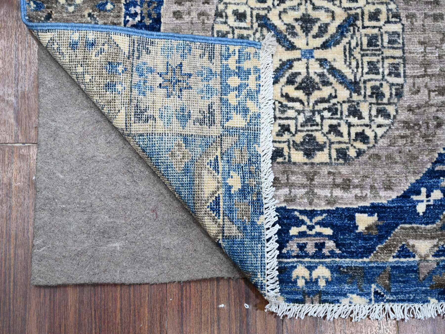 Mamluk Traditional hand-knotted wool runner in Blue, 2'7" x 11'9", SKU O088892