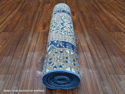Blue 2'7" x 11'9" Mamluk Hand knotted Wool Rug - Sku: O088892