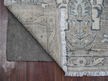 Grey 2'9" x 9'7" Oushak And Peshawar Hand knotted Wool Rug - Sku: O088895