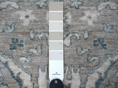 Grey 2'9" x 9'7" Oushak And Peshawar Hand knotted Wool Rug - Sku: O088895