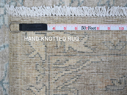 Grey 2'9" x 9'7" Oushak And Peshawar Hand knotted Wool Rug - Sku: O088895