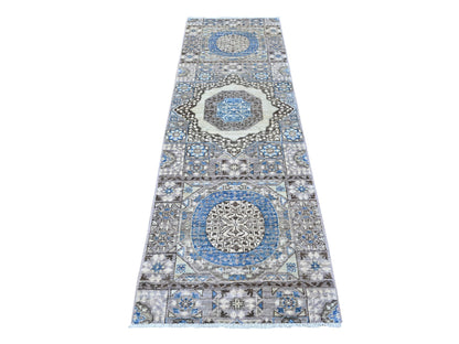 Grey 2'8" x 8'1" Traditional Hand knotted Wool Rug - Sku: O088897
