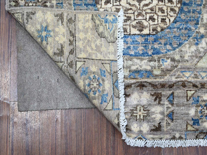 Grey 2'8" x 8'1" Traditional Hand knotted Wool Rug - Sku: O088897