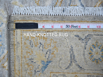 Grey 2'8" x 7'10" Oushak And Peshawar Hand knotted Wool Rug - Sku: O088898
