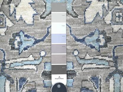 Grey 2'5" x 10'8" Traditional Hand knotted Wool Rug - Sku: O088899