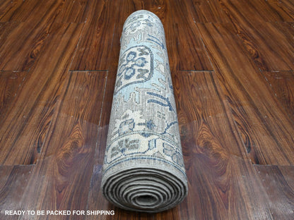 Grey 2'5" x 10'8" Traditional Hand knotted Wool Rug - Sku: O088899