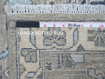 Grey 2'5" x 10'8" Traditional Hand knotted Wool Rug - Sku: O088899