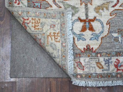 Grey 2'5" x 7'8" Tribal & Geometric Hand knotted Wool Rug - Sku: O088901