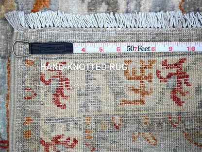 Grey 2'5" x 7'8" Tribal & Geometric Hand knotted Wool Rug - Sku: O088901