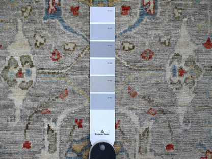 Grey 3'0" x 11'7" Traditional Hand knotted Wool Rug - Sku: O088906
