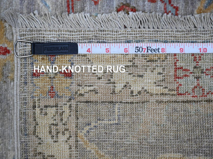 Grey 3'0" x 11'7" Traditional Hand knotted Wool Rug - Sku: O088906