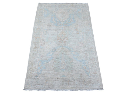 Grey 3'1" x 4'11" Oushak And Peshawar Hand knotted Wool Rug - Sku: O088909