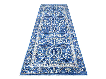 Heriz Traditional hand-knotted wool runner in Blue, 4'1" x 9'6", SKU O088911