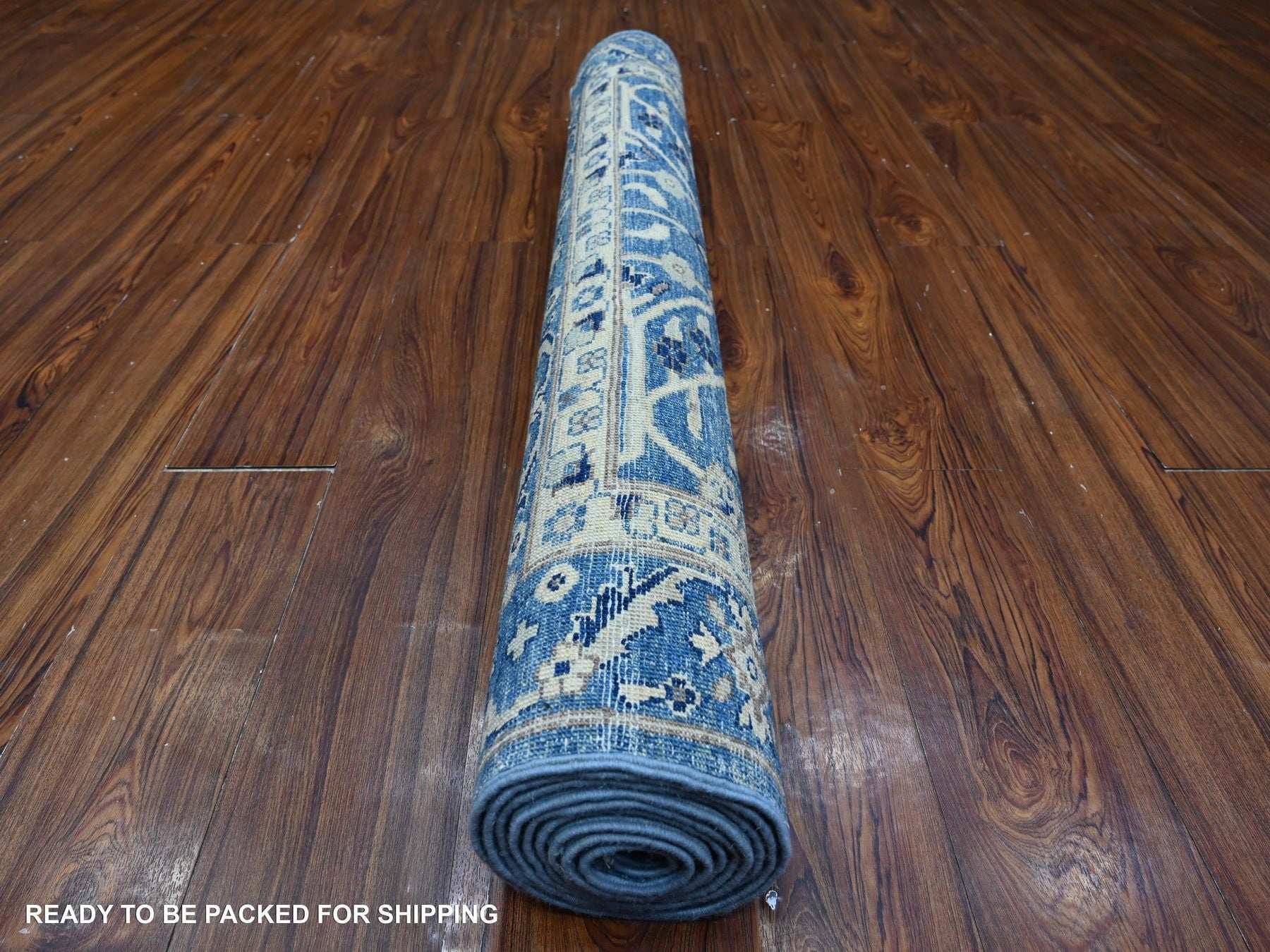 Heriz Traditional hand-knotted wool runner in Blue, 4'1" x 9'6", SKU O088911