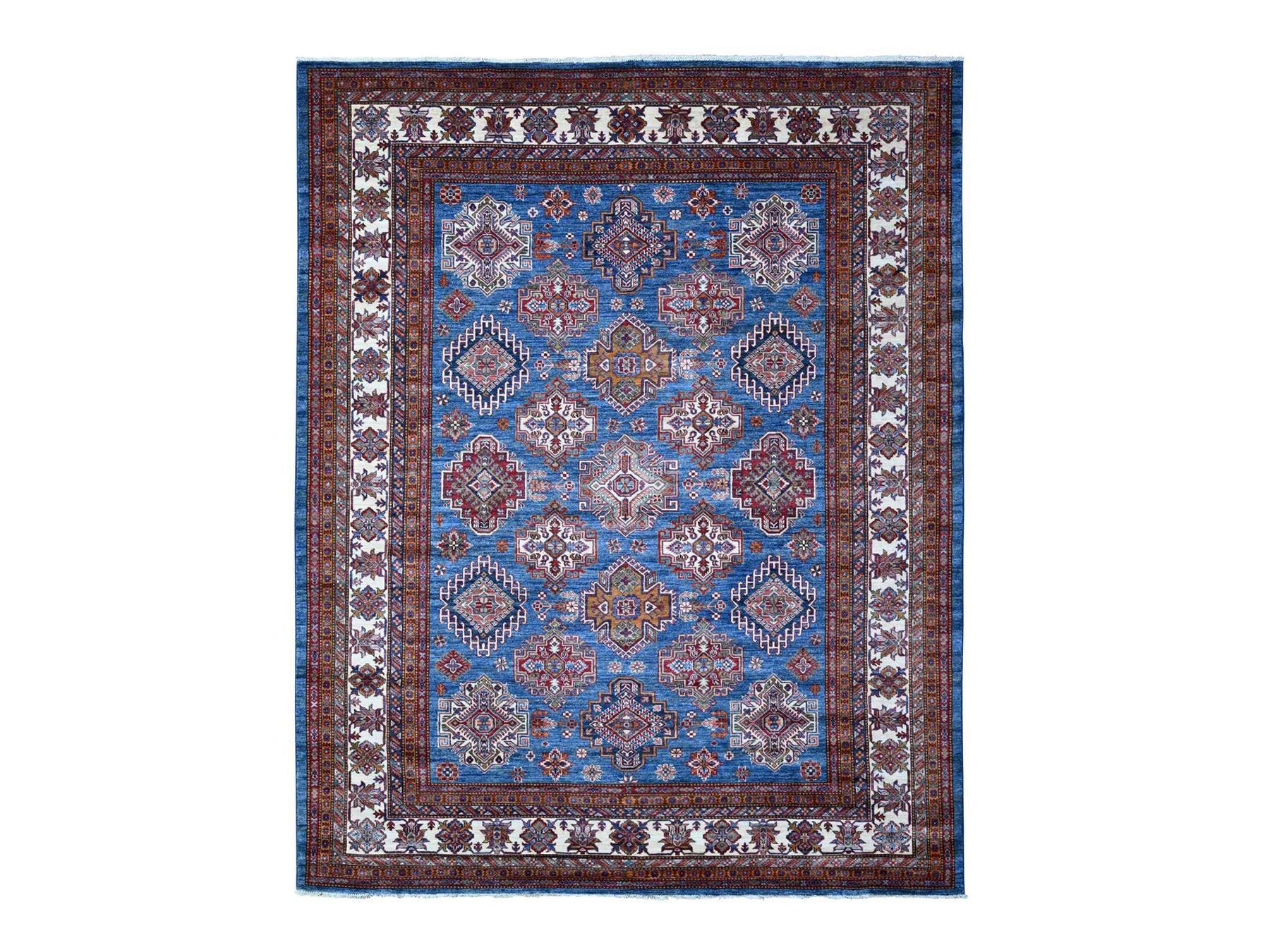 Kazak Tribal hand-knotted wool rug in Blue, 8'0" x 9'11", SKU O088914