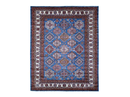 Blue 8'0" x 9'11" Kazak Hand knotted Wool Rug - Sku: O088914