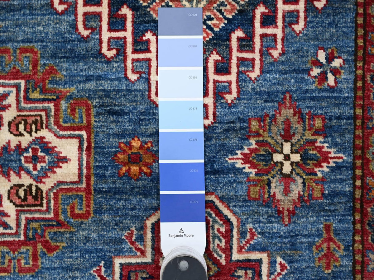 Kazak Tribal hand-knotted wool rug in Blue, 8'0" x 9'11", SKU O088914