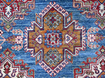 Kazak Tribal hand-knotted wool rug in Blue, 8'0" x 9'11", SKU O088914