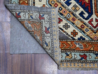 Grey 4'1" x 11'9" Tribal & Geometric Hand knotted Wool Rug - Sku: O088927