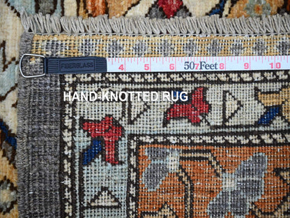 Grey 4'1" x 11'9" Tribal & Geometric Hand knotted Wool Rug - Sku: O088927